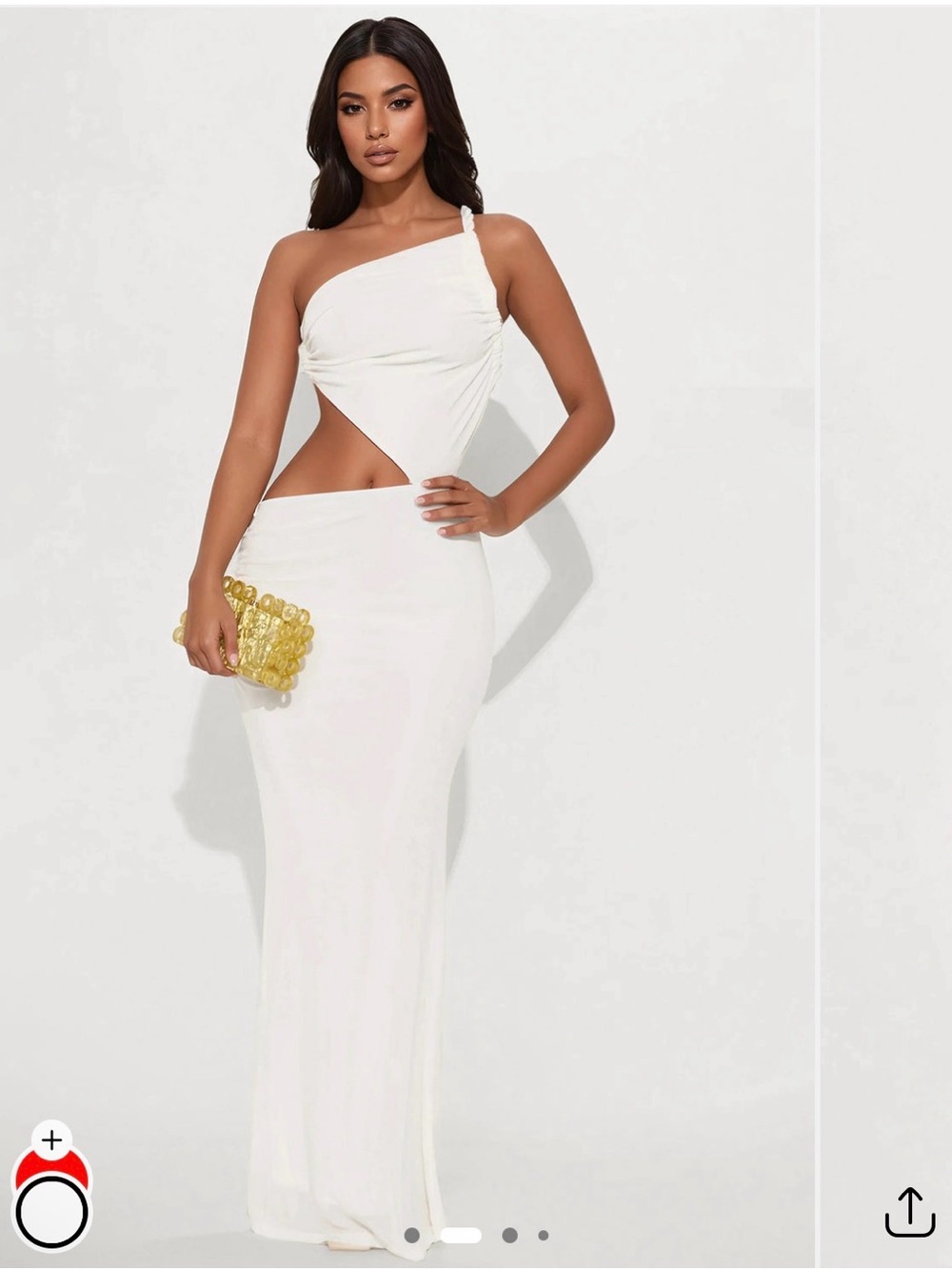 One-Shoulder White Cutout Maxi Dress